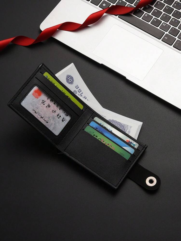 Men’s Short Bifold PU Leather Wallet with Magnetic Closure – Multi Card Slots & Coin Purse, Unisex Travel Pass Holder, Retro Style Compact Wallet