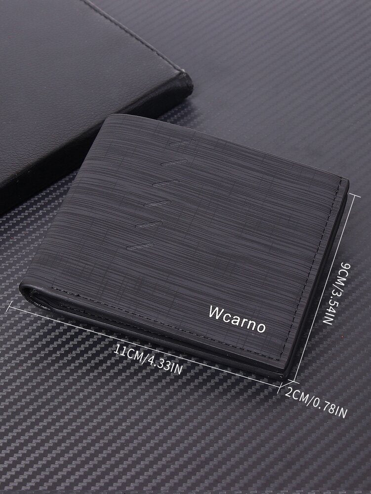 Men’s Leather Embossed Logo Bi-Fold Slim Wallet – Credit Card & ID Window Holder, Compact Design, Perfect Father’s Day & Business Gift