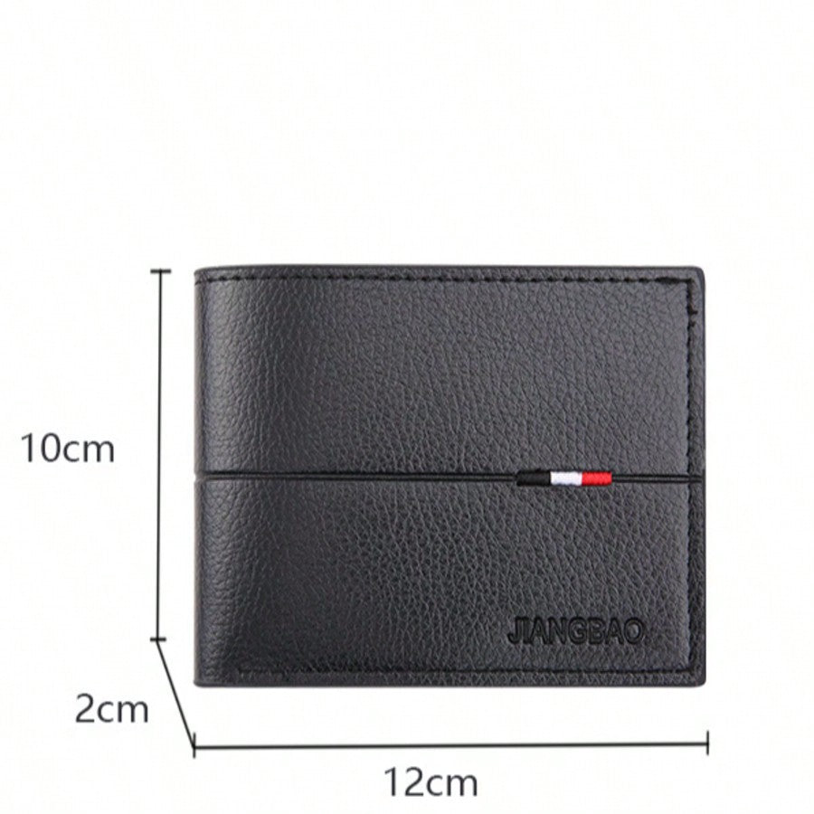 Men’s Solid Color Small Bi-Fold Wallet – Ultra-Thin with ID Window, Multi-Card Slots, Portable for College, Work & Business, Ideal Gift for Birthday & Father’s Day