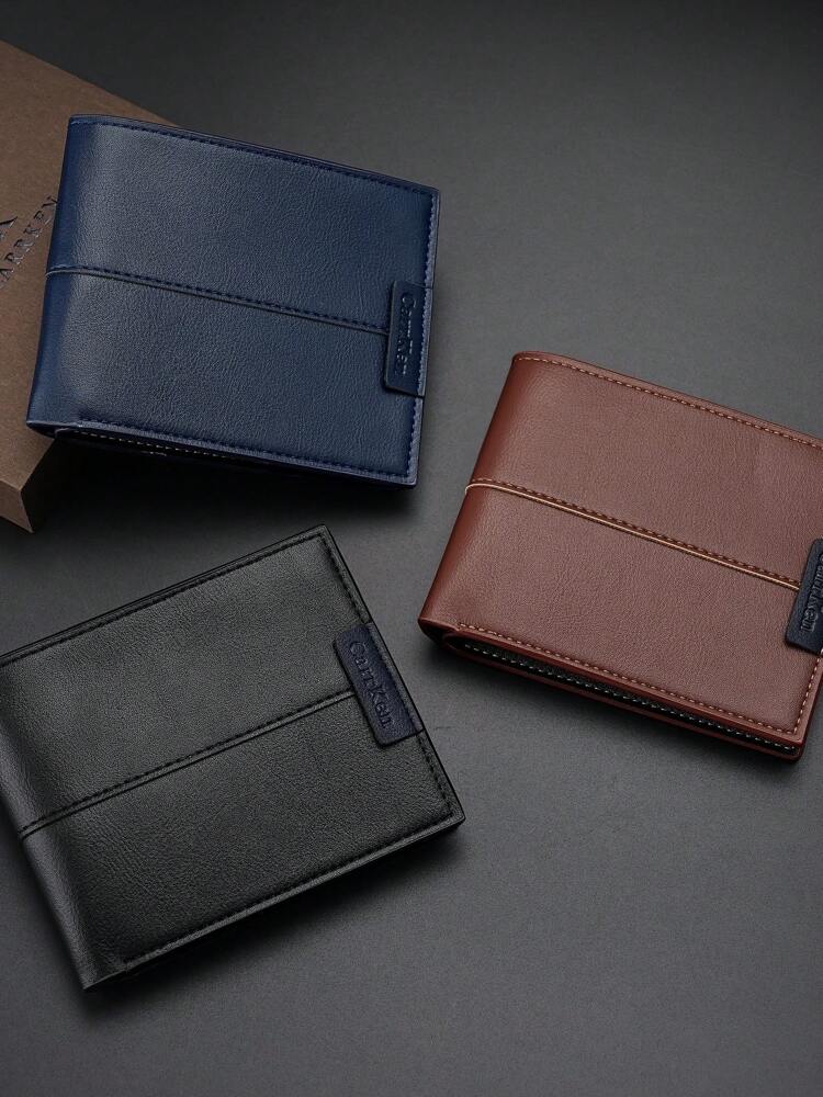 Men’s Fashion Black Faux Leather Wallet – Retro Style, Multi-Card Slots with Coin & Bank Card Pockets, Perfect for Holiday Travel, Valentine’s & Chinese New Year Gifts