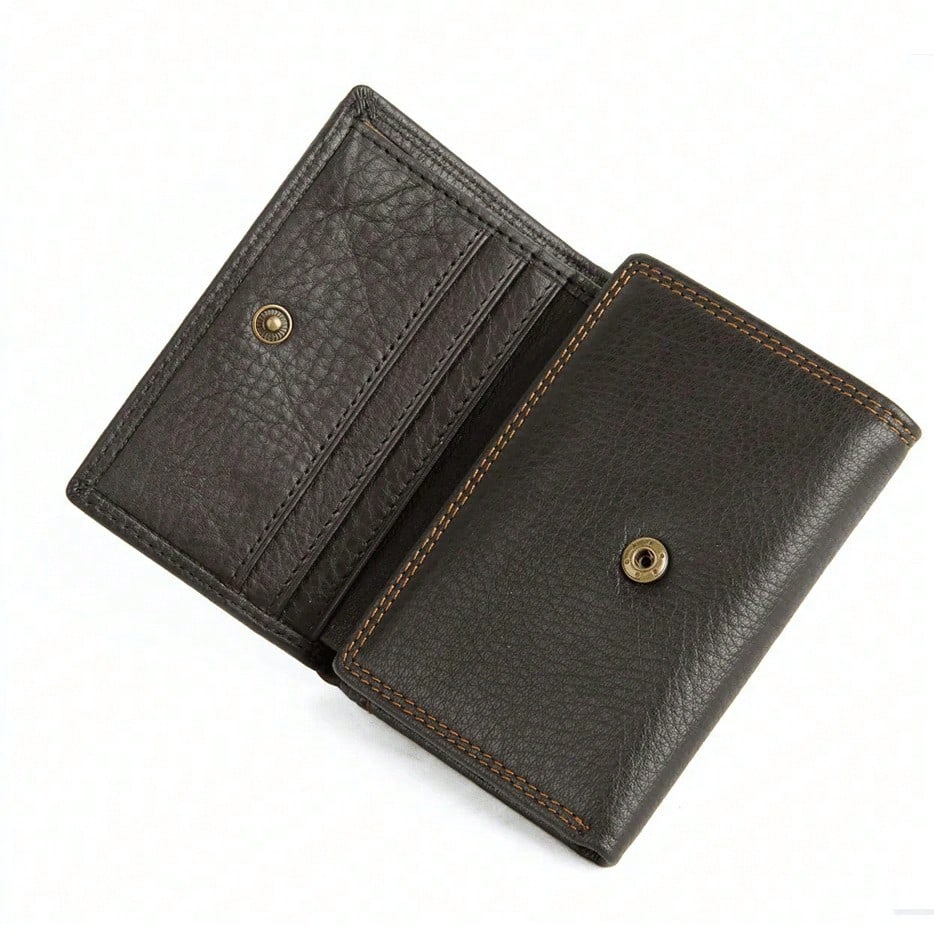 Men’s Ultra Slim Trifold Genuine Leather Wallet – Brown Small Card Holder with Large Capacity, Travel Essential & Perfect Gift for Fathers Day