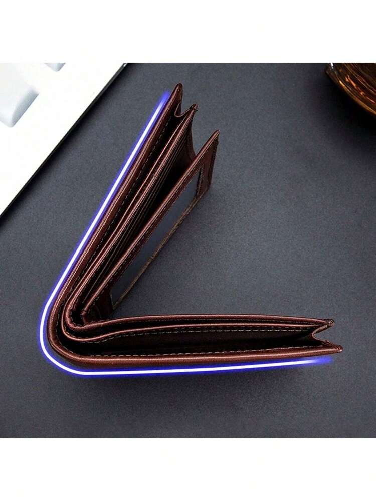 Men’s Genuine Leather RFID Blocking Short Wallet – Bull Head Pattern, Three-Fold with Multiple Card Slots, Large Capacity Gift for Men