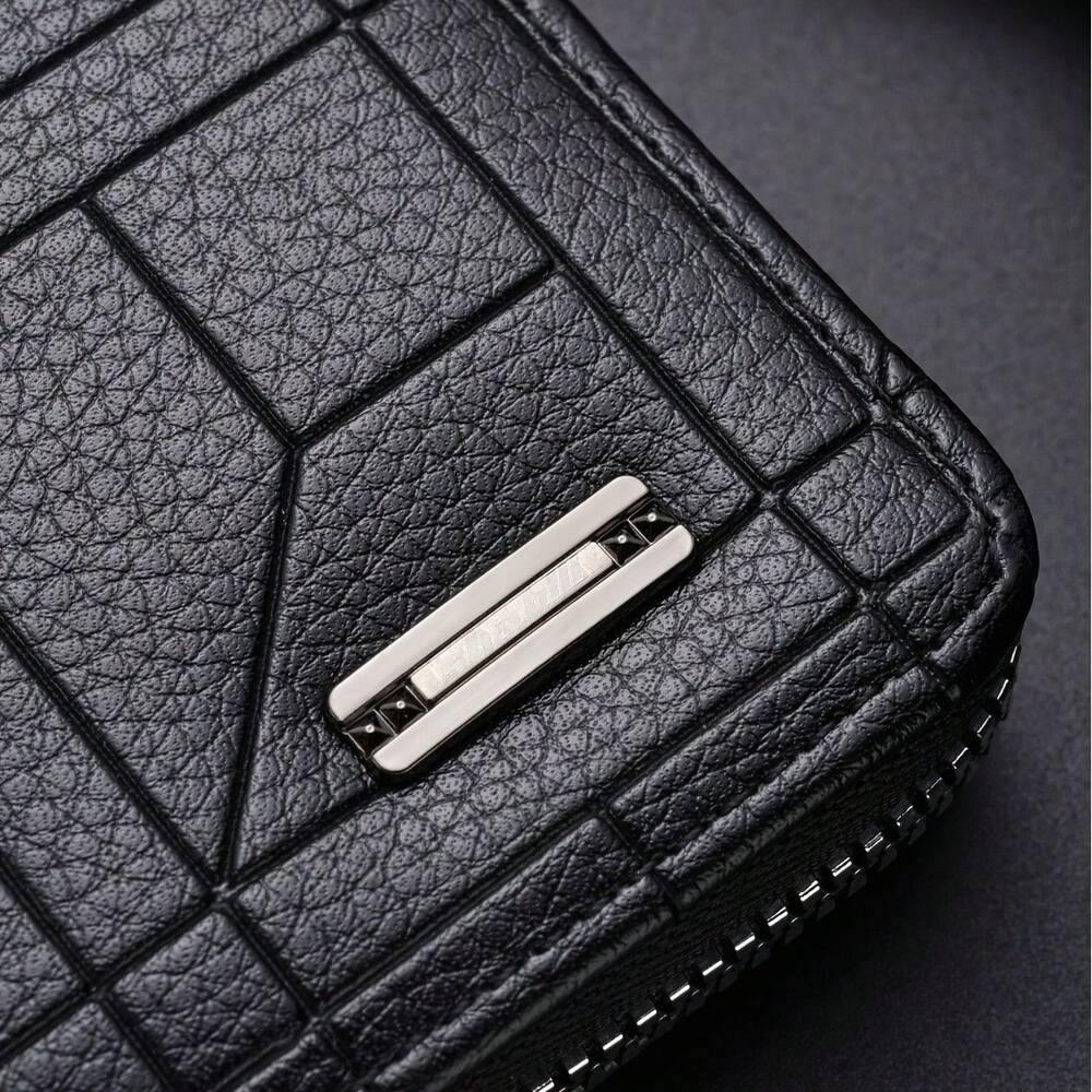 Vintage Style Men’s Faux Leather Wallet – Solid Color, Large Capacity with Multiple Card Slots & Coin Purse, Polyester Lined, Perfect Gift for Men