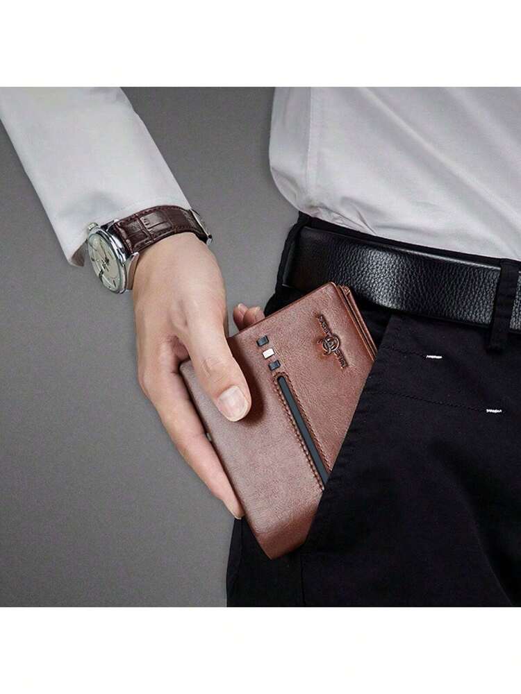 Men’s Genuine Leather RFID Blocking Short Wallet – Bull Head Pattern, Three-Fold with Multiple Card Slots, Large Capacity Gift for Men