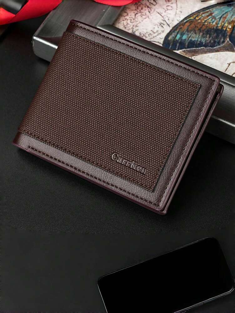 Men’s Short Multifunctional Bifold Business Wallet – Fashion Patchwork Design, PU Leather, Multi-Card Holder & Coin Purse, Stylish & Practical
