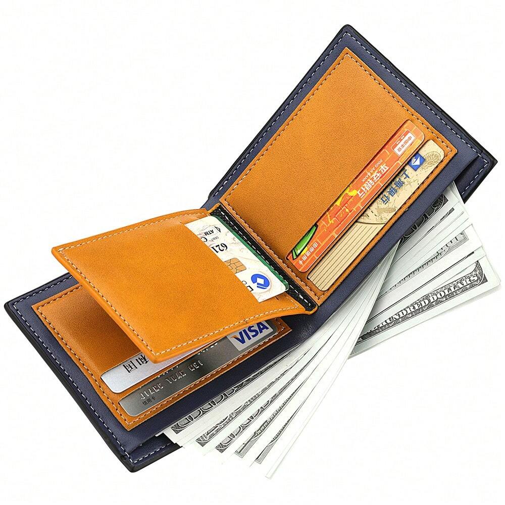 Men’s Vintage PU Leather Short Wallet with Reindeer Pattern – Multi-Function Credit Card Holder, Mini & Compact, Perfect Gift for Men