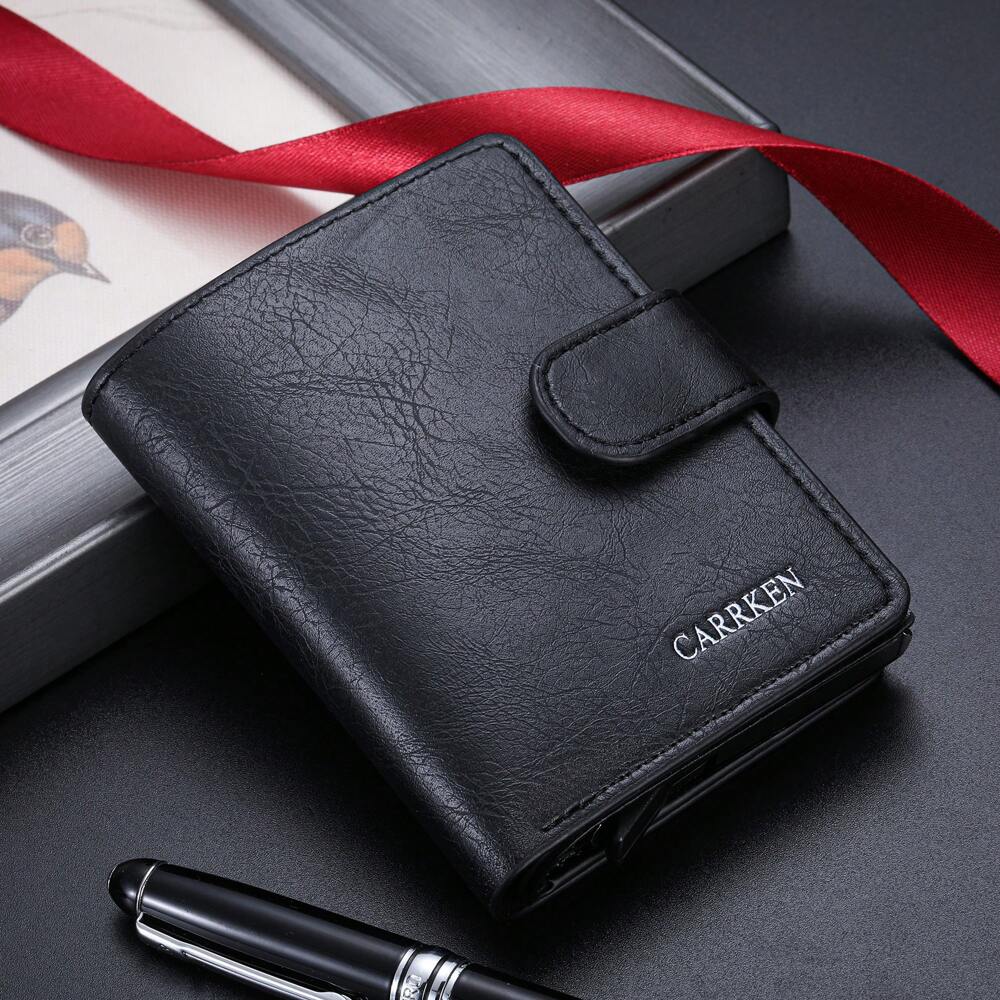 Men’s New Smooth Buckle Wallet – Multi-Functional Aluminum Auto Eject Card Holder, Perfect for Teens, Travel, Casual, Vacation, Graduation & Birthday Gifts