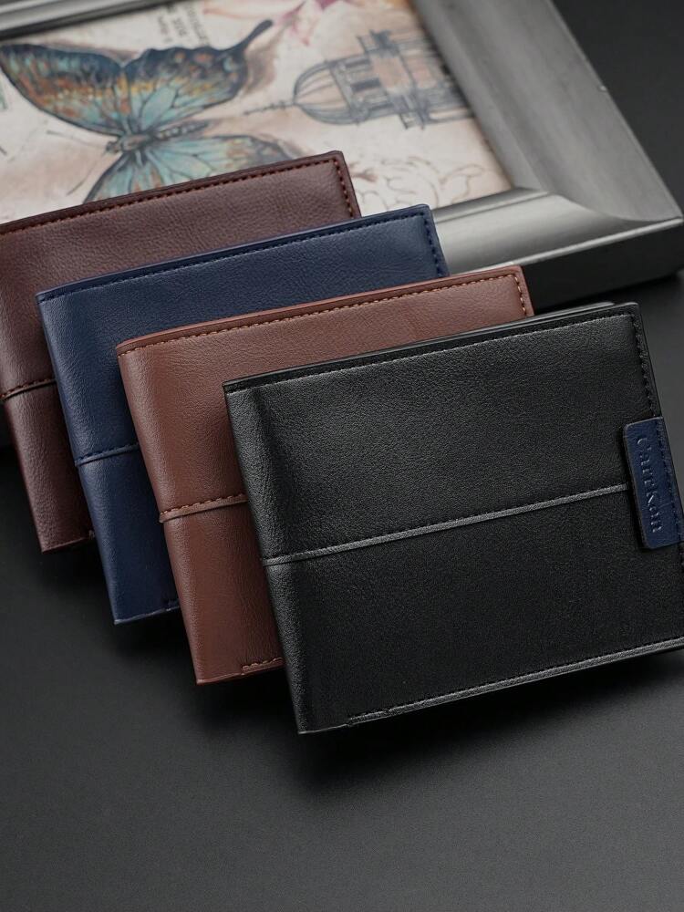 Men’s Fashion Black Faux Leather Wallet – Retro Style, Multi-Card Slots with Coin & Bank Card Pockets, Perfect for Holiday Travel, Valentine’s & Chinese New Year Gifts