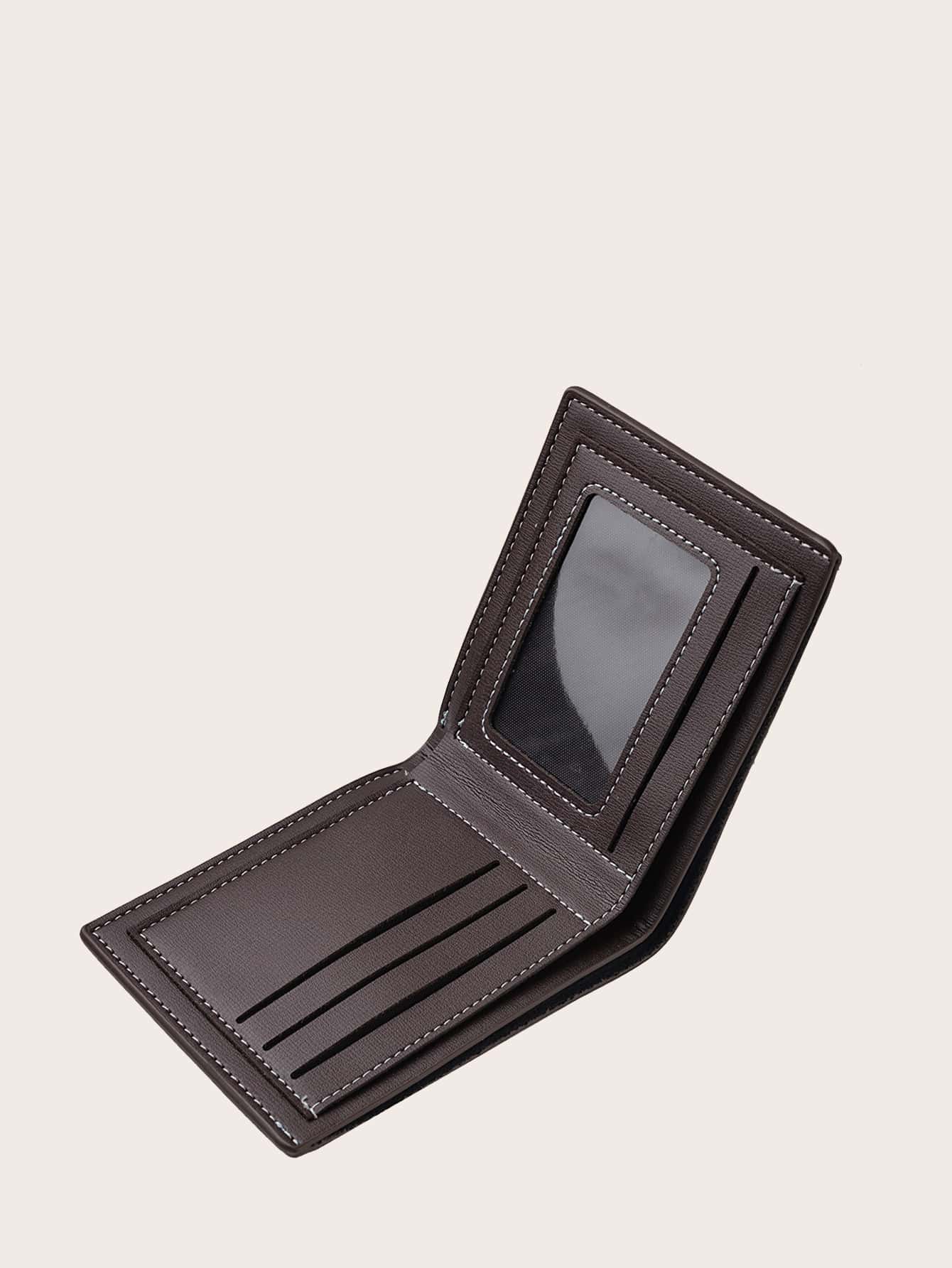Men’s & Women’s Small Leather Bi-Fold Wallet with Letter Embossed Design – ID Window, Credit Card Holder, Minimalist Style, Perfect Gift for All Occasions