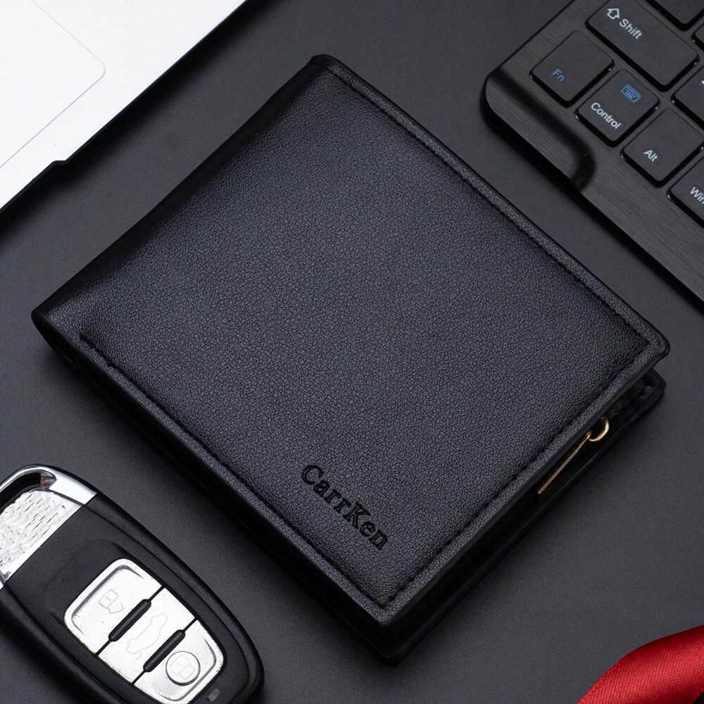 Men’s Short Black Business Wallet – Multifunctional Bi-Fold with Zippered Coin Pocket, Multiple Credit Card Slots, Durable & Stylish Design