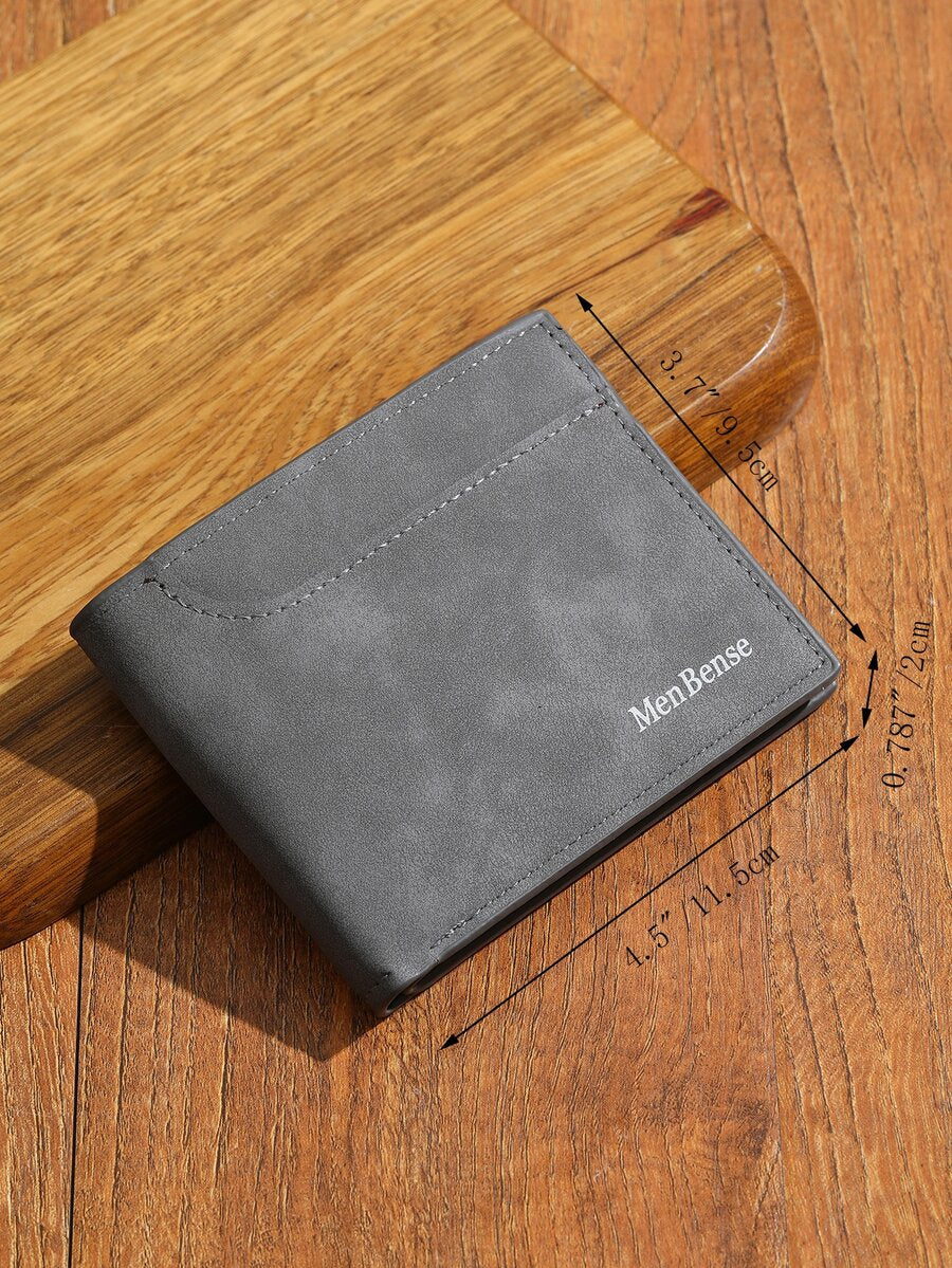 Men’s Small Bi-Fold Wallet with Letter Graphic – Compact Coin & Cash Pocket, Perfect for Business, College, Commuting & Gift Occasions