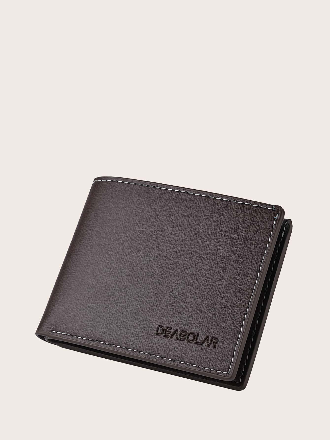 Men’s & Women’s Small Leather Bi-Fold Wallet with Letter Embossed Design – ID Window, Credit Card Holder, Minimalist Style, Perfect Gift for All Occasions