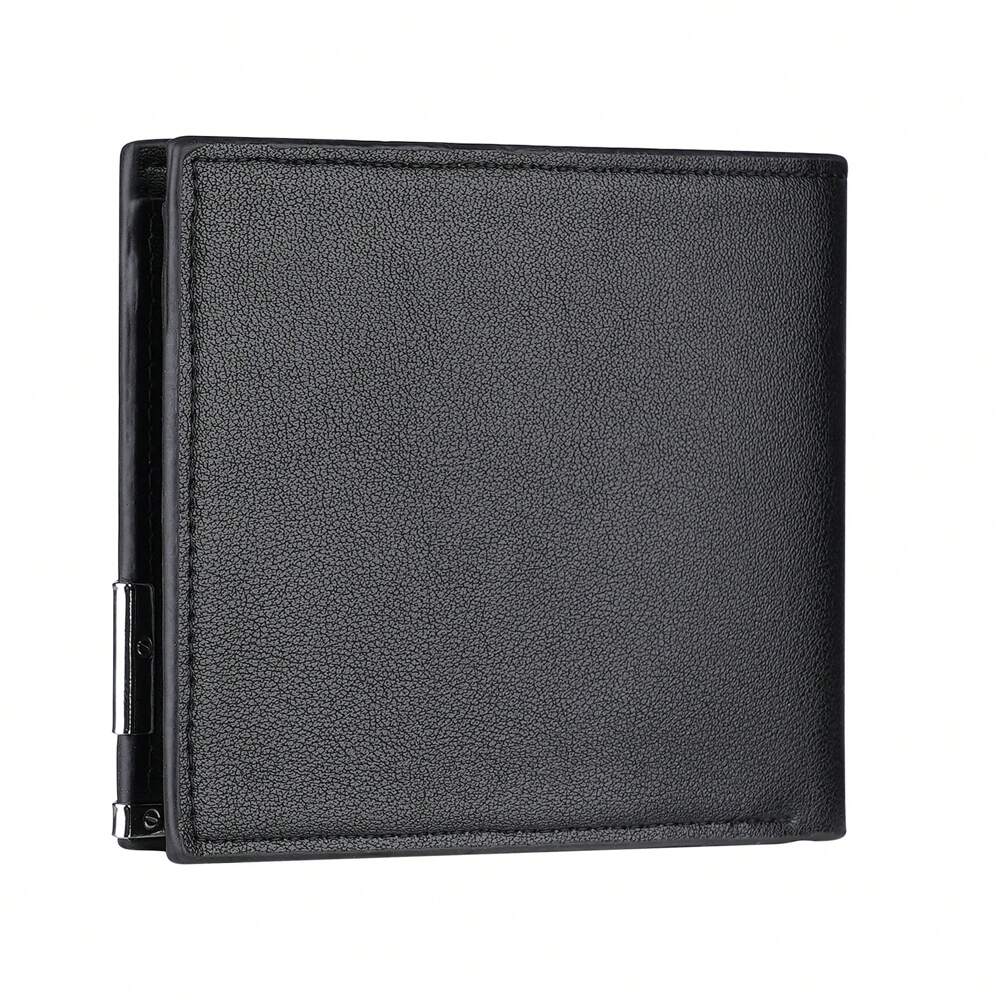 Litchi Embossed Small Wallet with Metal Decor – Portable Credit Card & Cash Holder for Men & Women, Perfect Gift for Business & Special Occasions