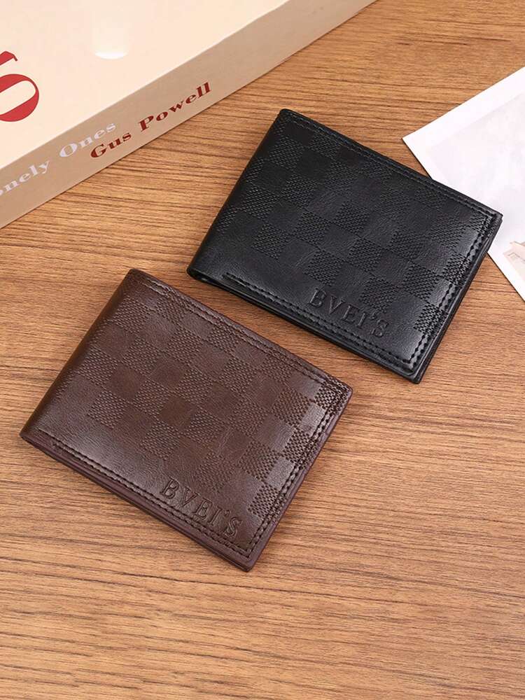 Men’s Fashionable Retro Plaid Short Wallet – PU ID Holder, Minimalist Multi-Slot Coin Purse, Perfect for Teens, Casual, Travel, Graduation & Birthday Gifts