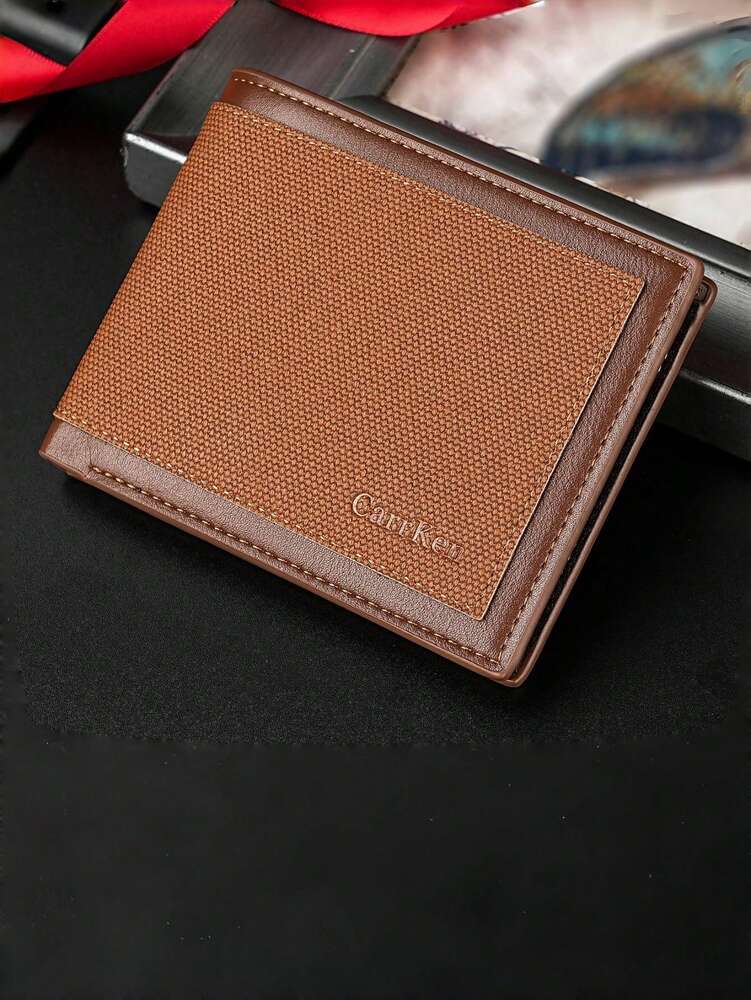 Men’s Short Multifunctional Bifold Business Wallet – Fashion Patchwork Design, PU Leather, Multi-Card Holder & Coin Purse, Stylish & Practical