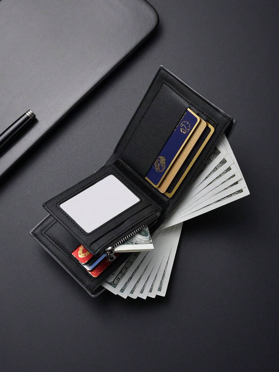 Classic Vintage Men’s Slim Wallet – Super Thin Leather Billfold for Young Adults & Students, Multifunctional Card Case, Mini & Compact