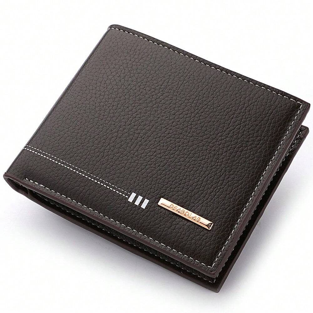 Men’s High-End Short PU Leather Wallet – Youth Lychee Pattern with Zippered Coin Pocket, Stylish Card Holder for Men