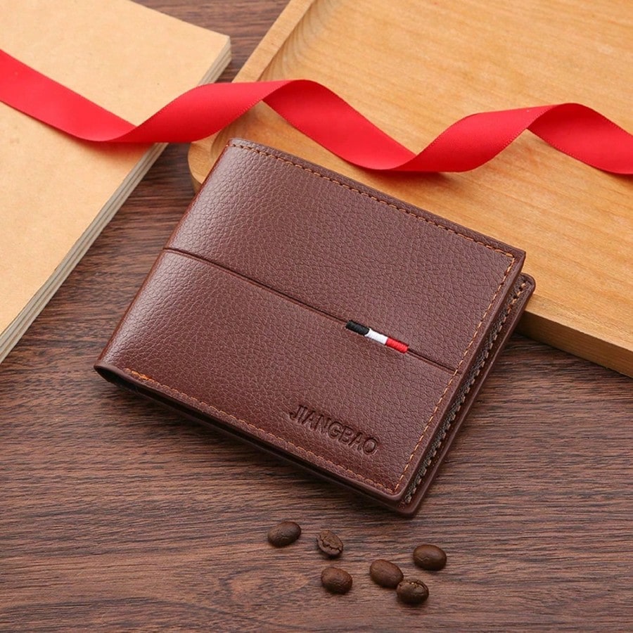 Men’s Solid Color Small Bi-Fold Wallet – Ultra-Thin with ID Window, Multi-Card Slots, Portable for College, Work & Business, Ideal Gift for Birthday & Father’s Day