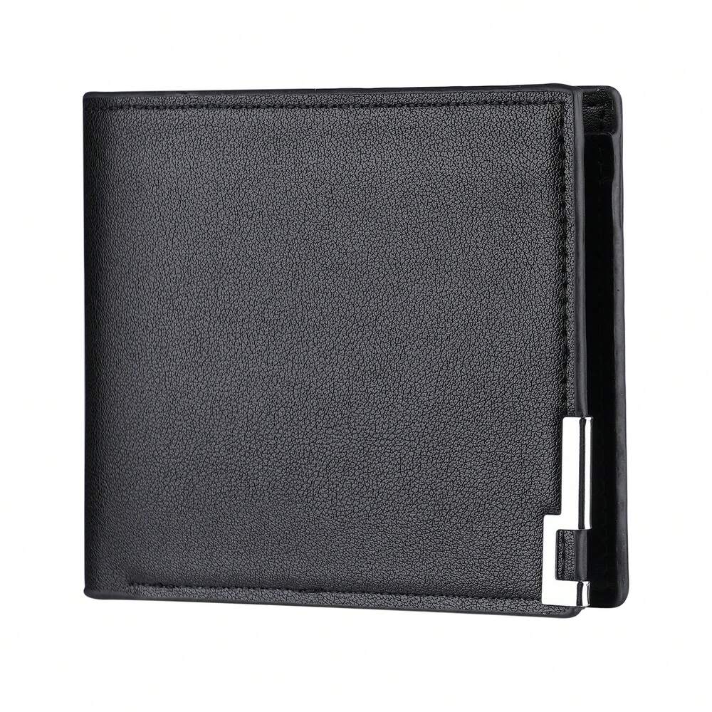Litchi Embossed Small Wallet with Metal Decor – Portable Credit Card & Cash Holder for Men & Women, Perfect Gift for Business & Special Occasions