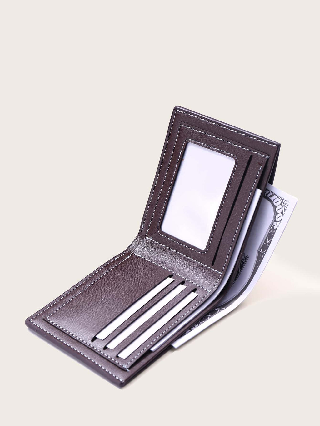 Men’s & Women’s Small Leather Bi-Fold Wallet with Letter Embossed Design – ID Window, Credit Card Holder, Minimalist Style, Perfect Gift for All Occasions